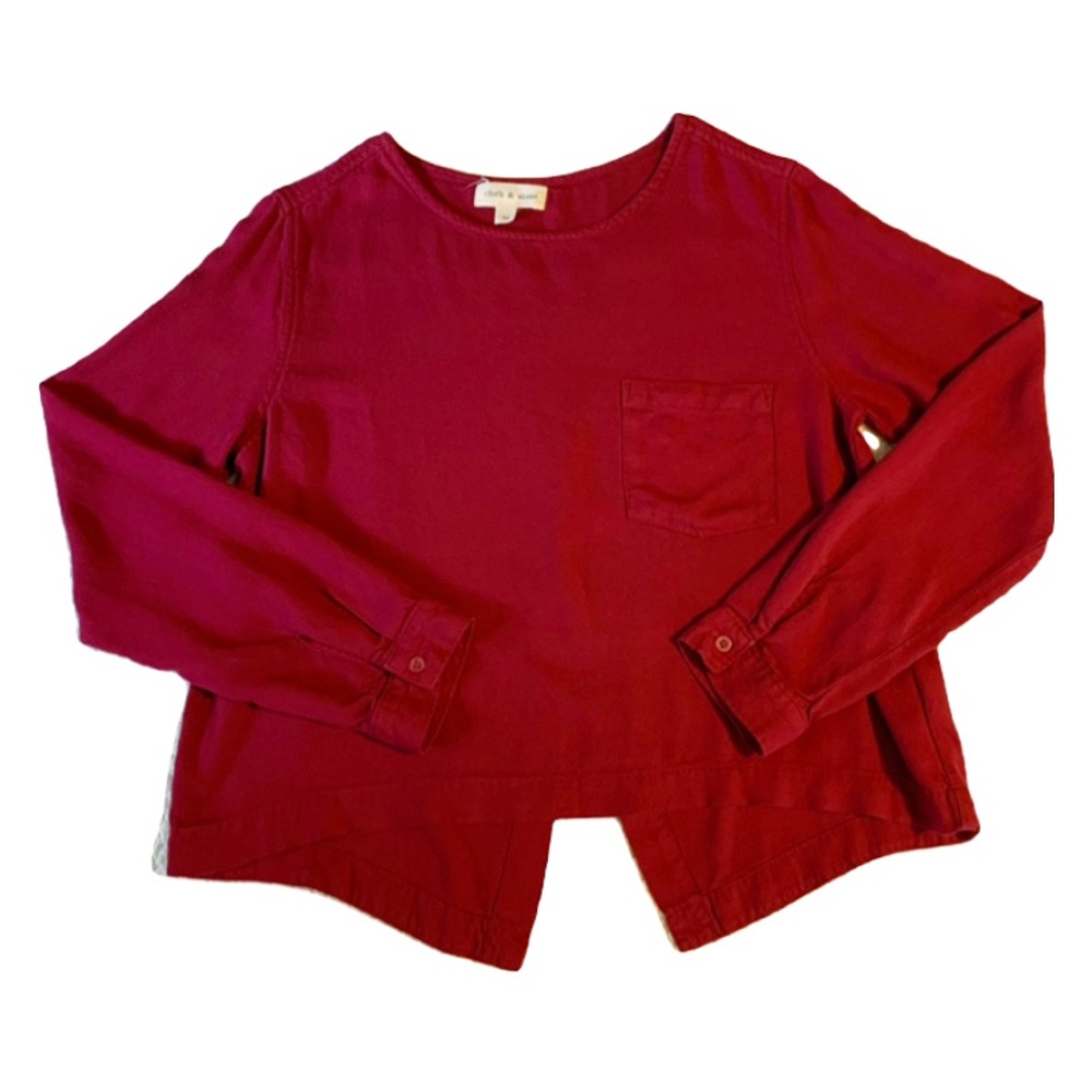 Cloth & Stone Anthropologie Split Back Top (Maroon) Size Medium